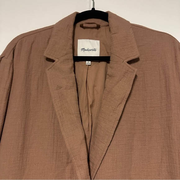 Madewell Larsen Tan Gauze Cotton & Linen Relaxed Blazer Size Medium - Picture 4 of 8